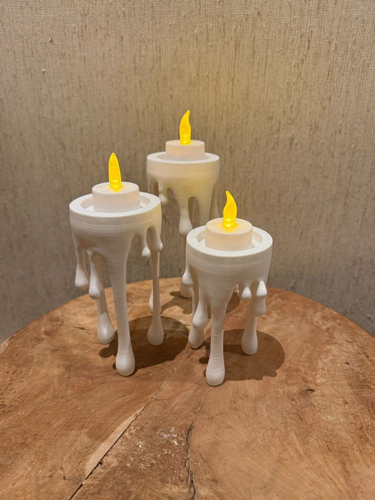 Druipkaars Theelichthouders – Set van 3 – Inclusief LED Theelichtjes (batterij incl.) 